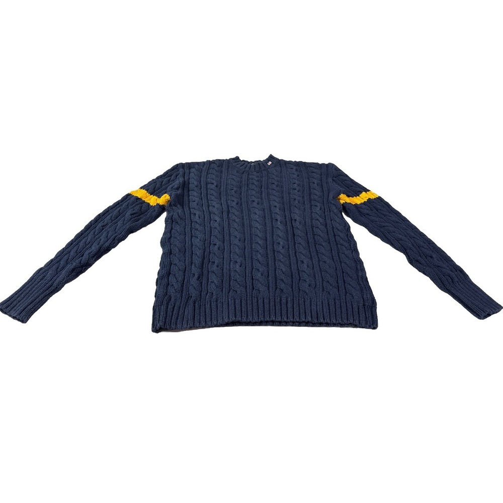 VTG Polo Jeans Company Ralph Lauren Womens M Blue Knit Flag Sweater 3b - Picture 2 of 9